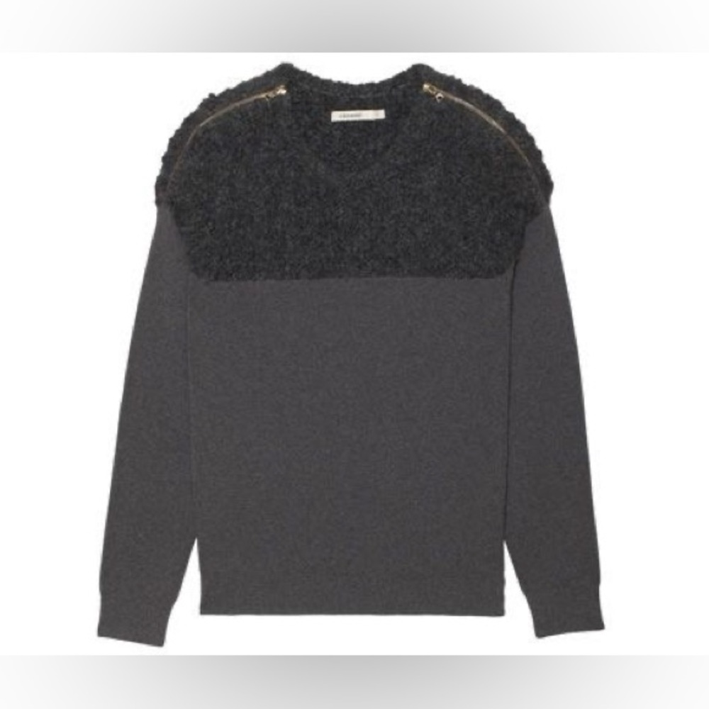 J. BRAND Alpaca Charcoal‎ Grey Wool Top Side Zipper Sweater